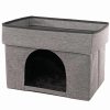 Pet Supplies * | Precious Tails Linen Cat Cave With Storage Home Pet Supplies