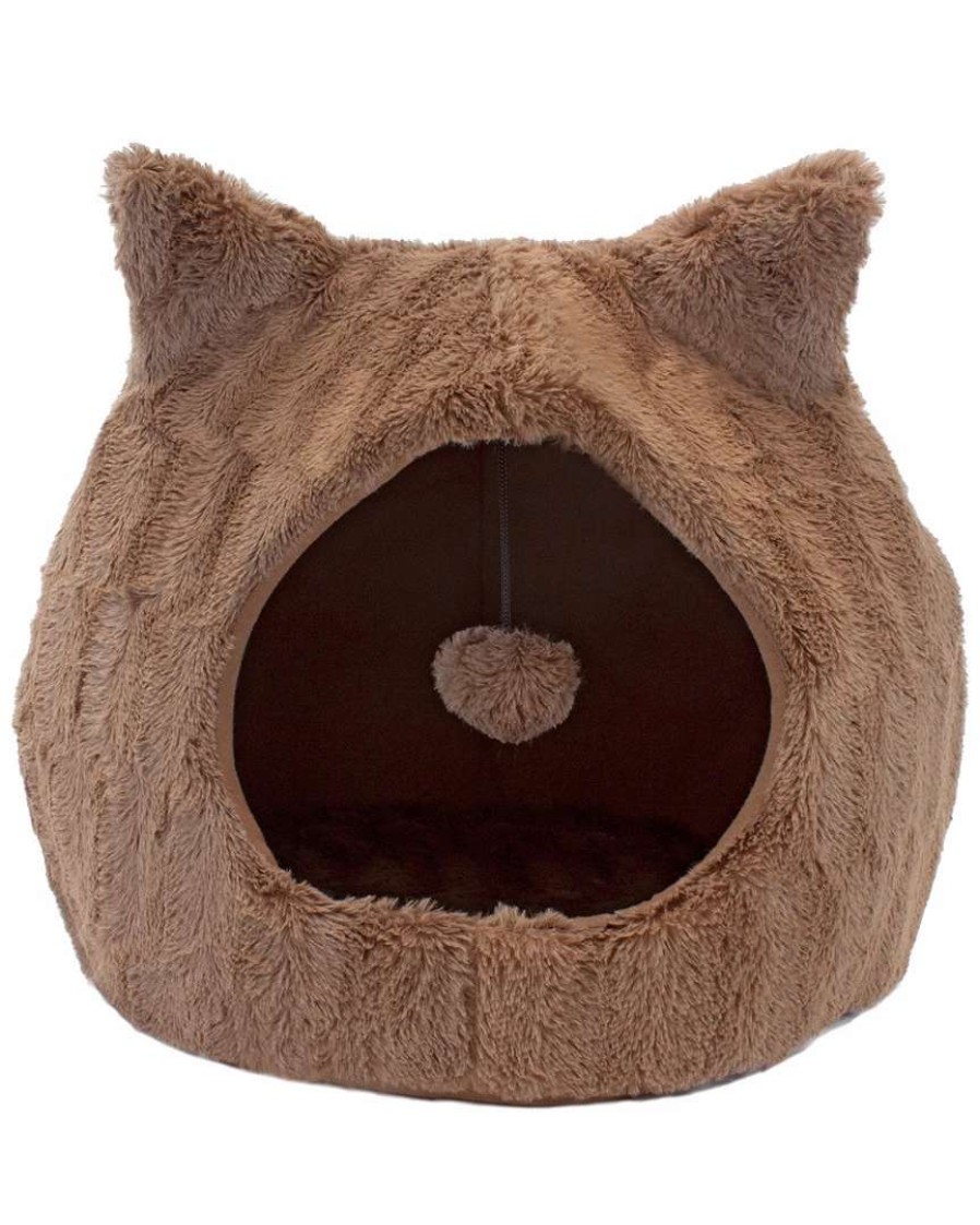 Pet Supplies * | Precious Tails Faux Fur Cat Ears Dome Home Pet Supplies