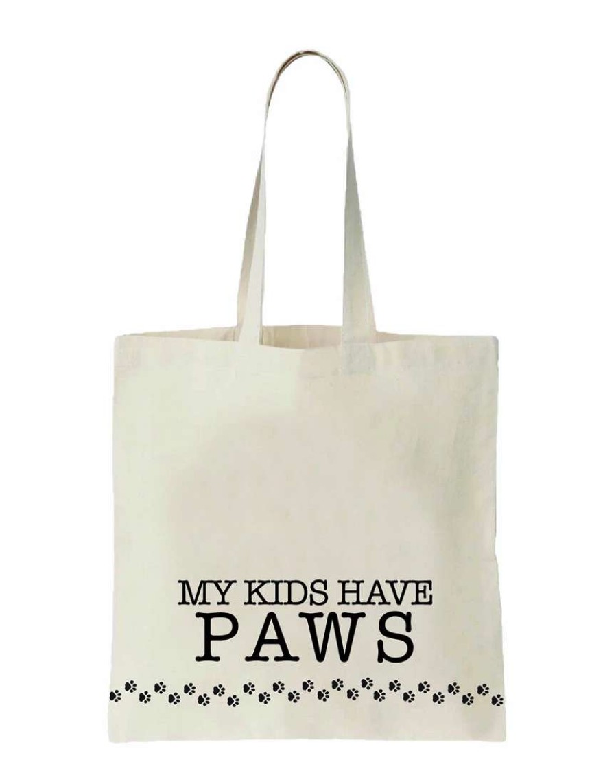 Pet Supplies * | Precious Tails "My Kids Have Paws" Canvas Tote Bag Home Pet Supplies