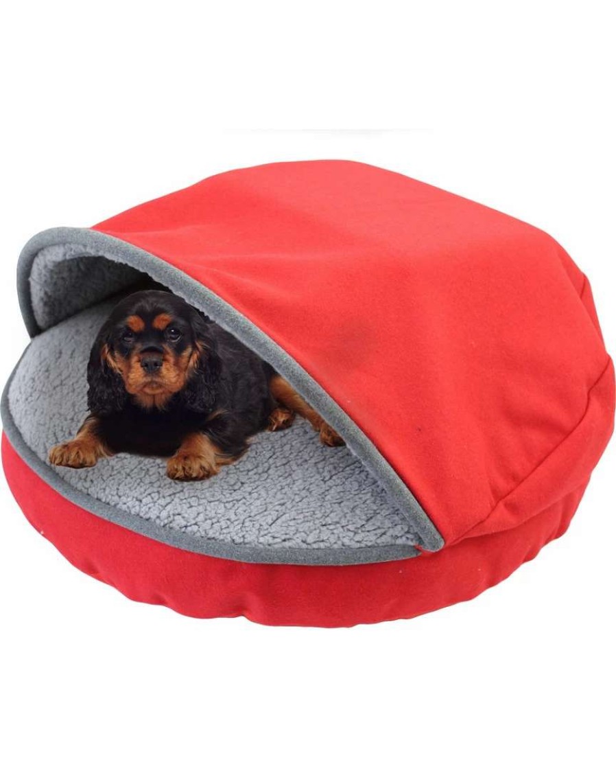 Pet Supplies * | Precious Tails Round Cave Hamburger Pet Bed With Sherpa Interior Home Pet Supplies