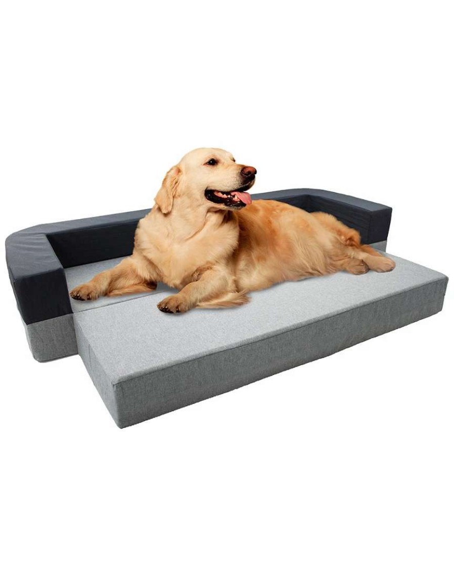 Pet Supplies * | Precious Tails Water Resistant 2-In-1 Convertible Orthopedic Bolster Pet Bed Home Pet Supplies