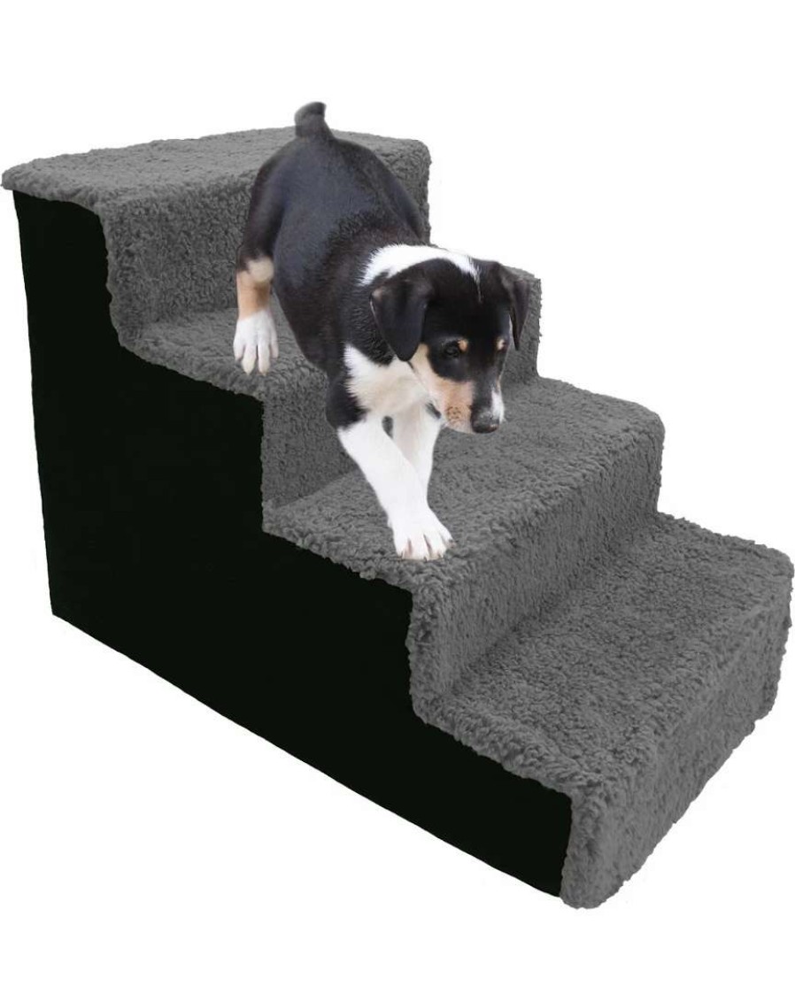 Pet Supplies * | Precious Tails Sherpa Top High Density Foam Stairs With 4 Steps Home Pet Supplies