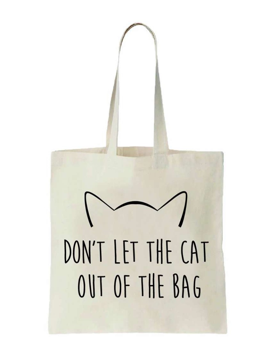 Pet Supplies * | Precious Tails "Don'T Let The Cat Out Of The Bag" Canvas Tote Bag Home Pet Supplies